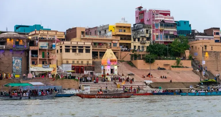 Varanasi ghats beside the Ganges for spiritual circuit travel planning